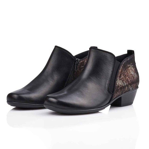 Remonte Shoes - REMONTE Black Zip Ankle Booties